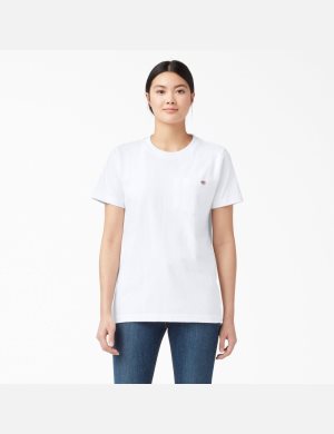 T Shirts Dickies Corta Sleeve Heavyweight Blanche | 385VBJCTY