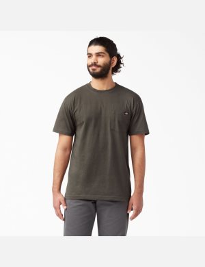 T Shirts Dickies Corta Sleeve Heavyweight Noir Vert Olive | 527QPJNDU