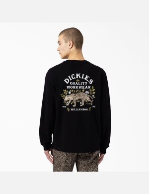 T Shirts Dickies Fort Lewis Graphique Long Sleeve Noir | 368JBQPMU