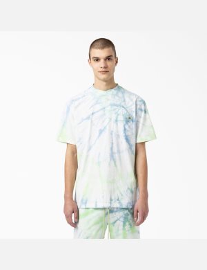 T Shirts Dickies Seatac Tie-Dye Bleu Vert | 542DSFMTY