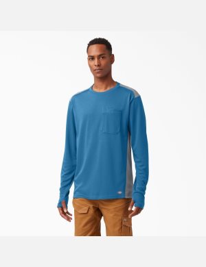 T Shirts Dickies Temp-iQ 365 Long Sleeve Bleu | 215OKDJNG