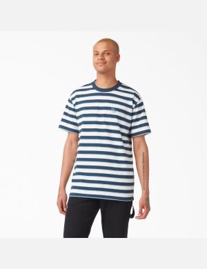 T Shirts Dickies Vincent Alvarez Rayé Bleu Stripes | 459UIKQTG