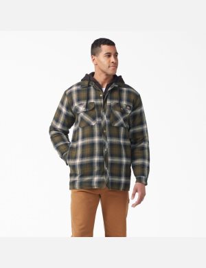 Vêtements D'extérieur Dickies Hydroshield Flannel Vert Olive Foncé Noir | 425IOHXRG