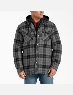 Vêtements D'extérieur Dickies Relaxed Fit Icon Encapuchonné Matelassé Flannel Grise Foncé | 374CRUVSO