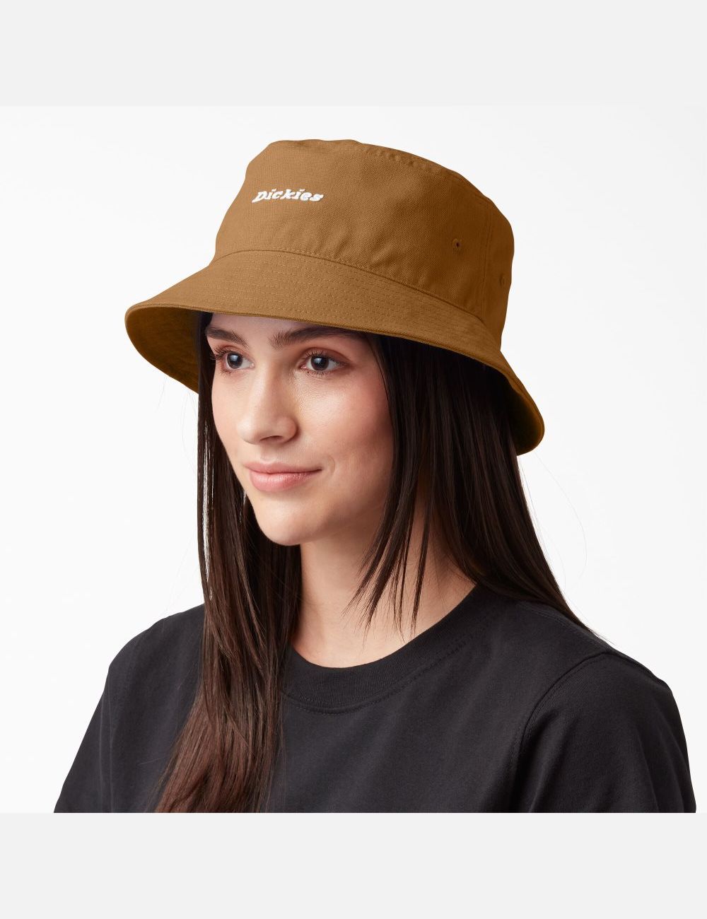 Chapeaux Dickies Script Logo Tela Bucket Marron | 705UTEGKC