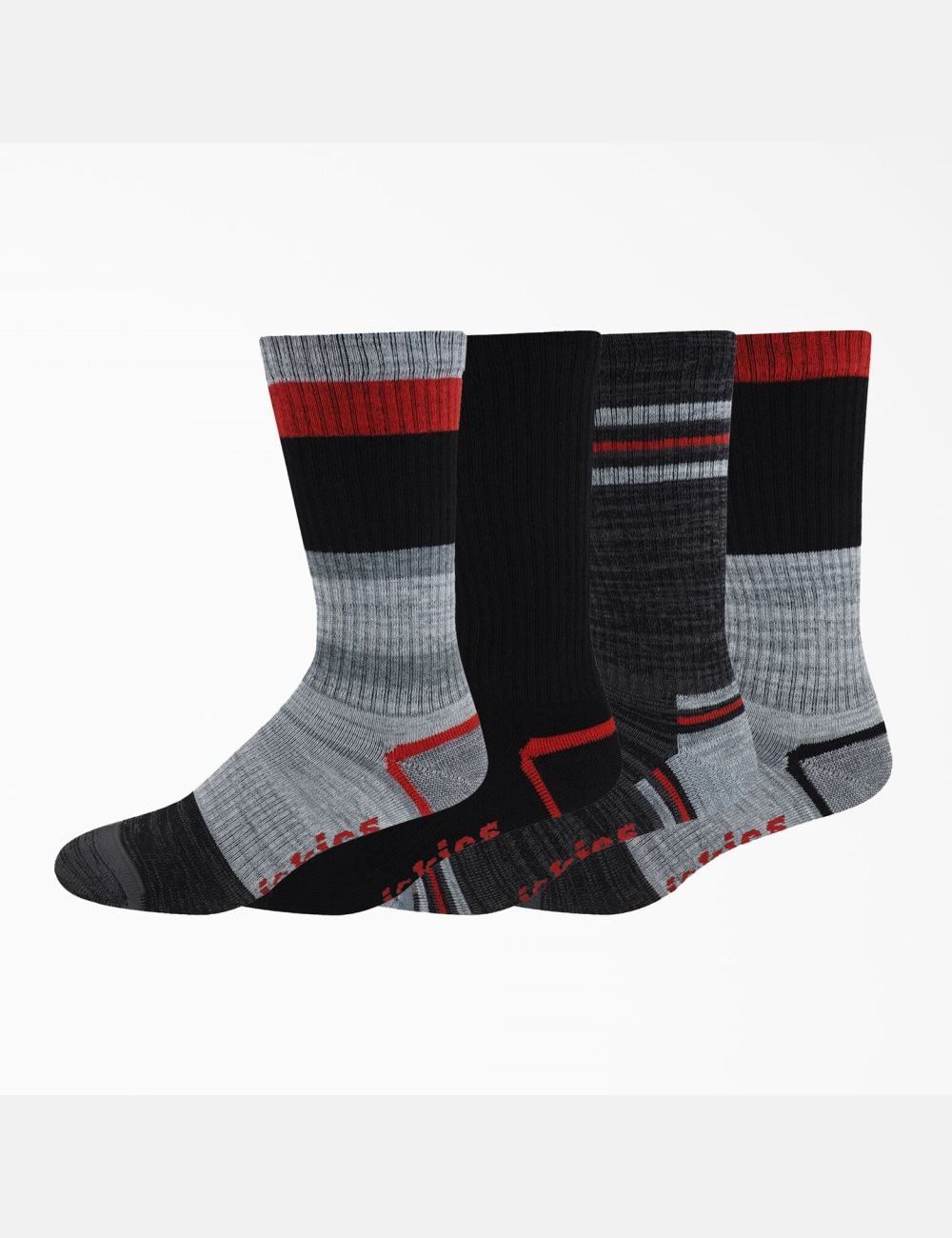 Chaussettes Dickies Rayé Crew Rouge Grise Stripes | 895IXKUFL