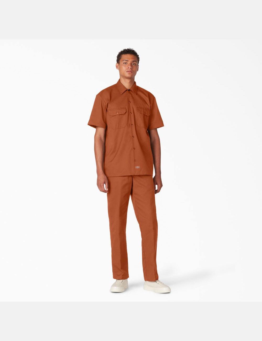 Chemises De Travail Dickies Corta Sleeve Marron | 058FHKVCG