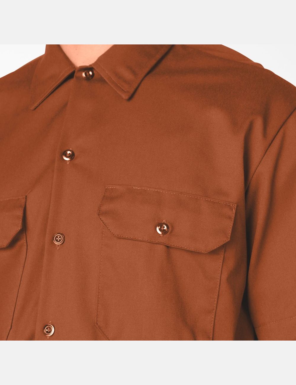 Chemises De Travail Dickies Corta Sleeve Marron | 058FHKVCG