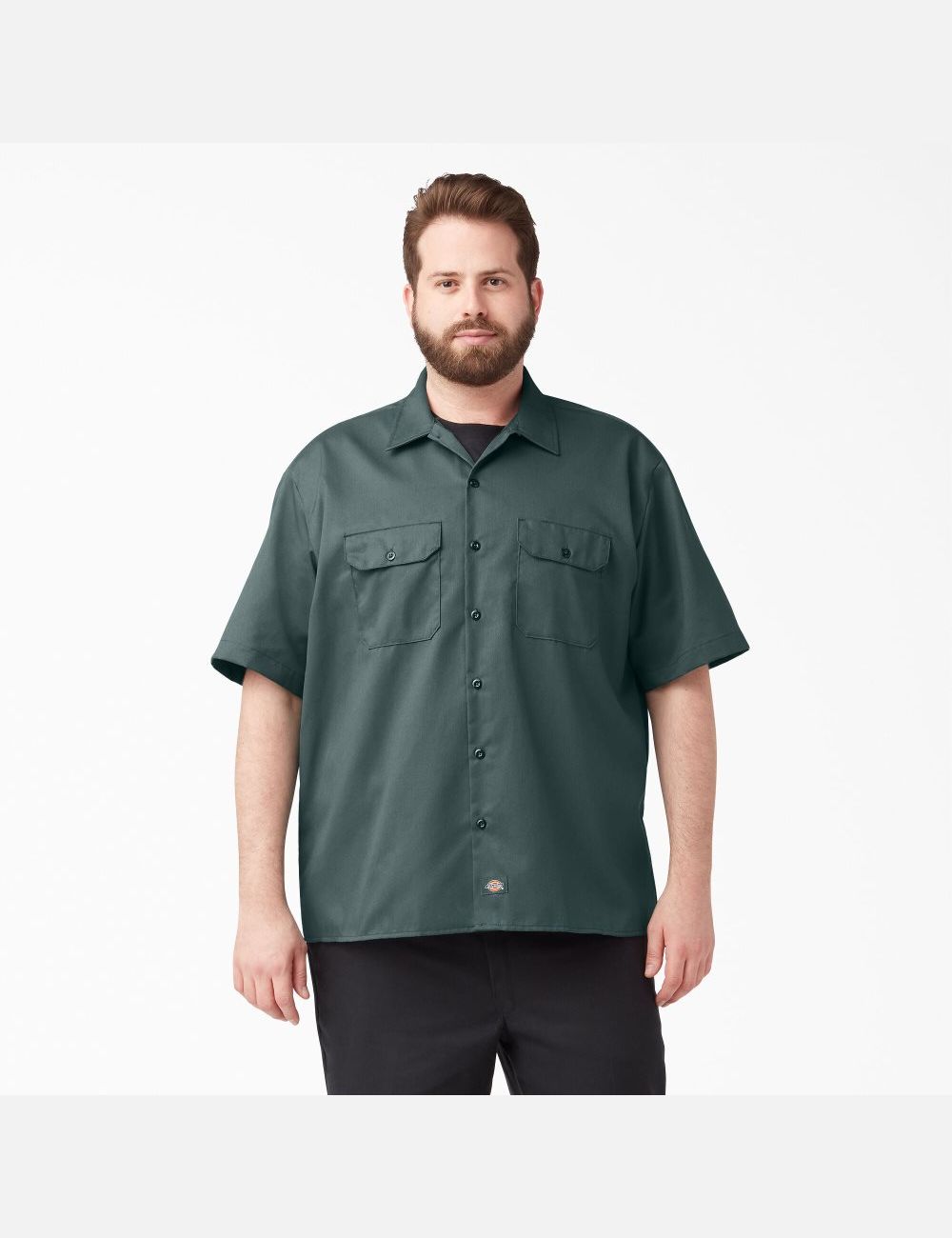 Chemises De Travail Dickies Corta Sleeve Vert | 062OMKLGV