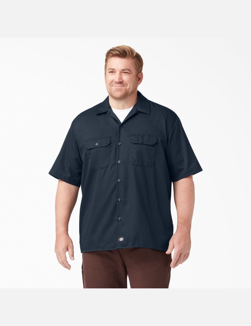 Chemises De Travail Dickies Corta Sleeve Bleu Marine | 086JWRFQH