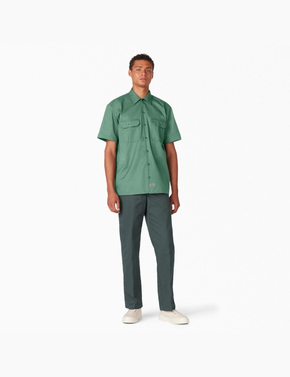 Chemises De Travail Dickies Corta Sleeve Vert Foncé | 276SJBHWK