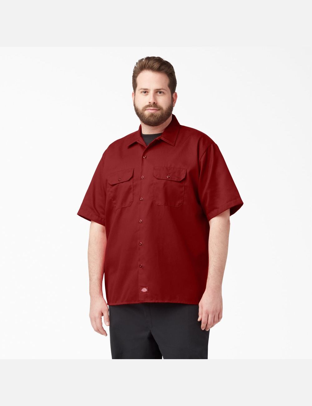 Chemises De Travail Dickies Corta Sleeve Rouge | 346XMNEUS