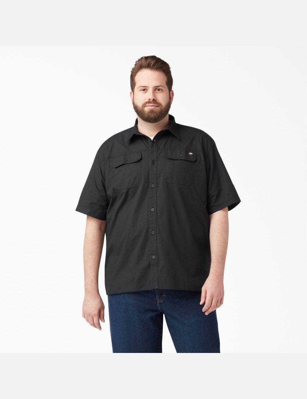 Chemises De Travail Dickies Corta Sleeve Ripstop Noir | 702GHBXID