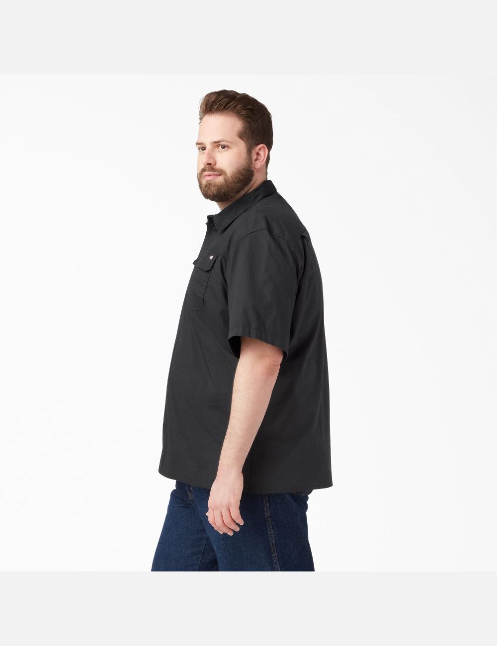 Chemises De Travail Dickies Corta Sleeve Ripstop Noir | 702GHBXID