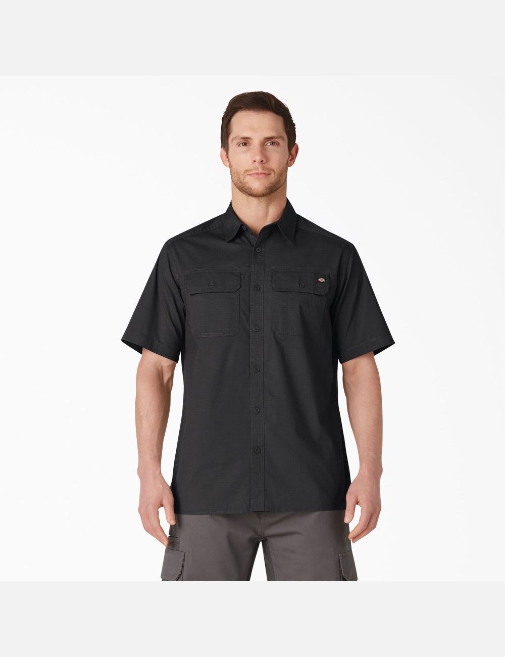 Chemises De Travail Dickies Corta Sleeve Ripstop Noir | 702GHBXID