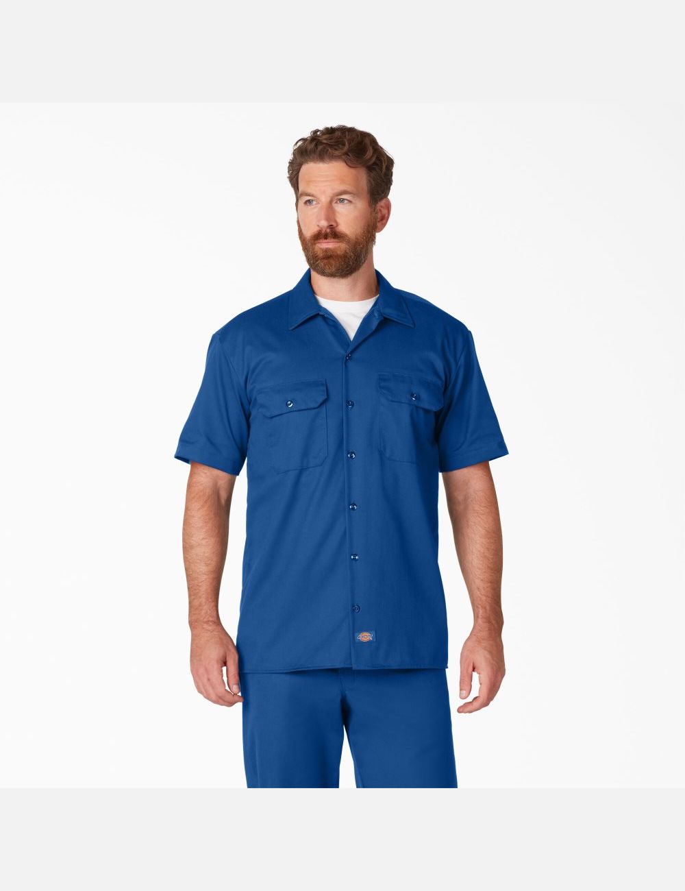 Chemises De Travail Dickies Corta Sleeve Bleu Royal Bleu | 732GZOVES