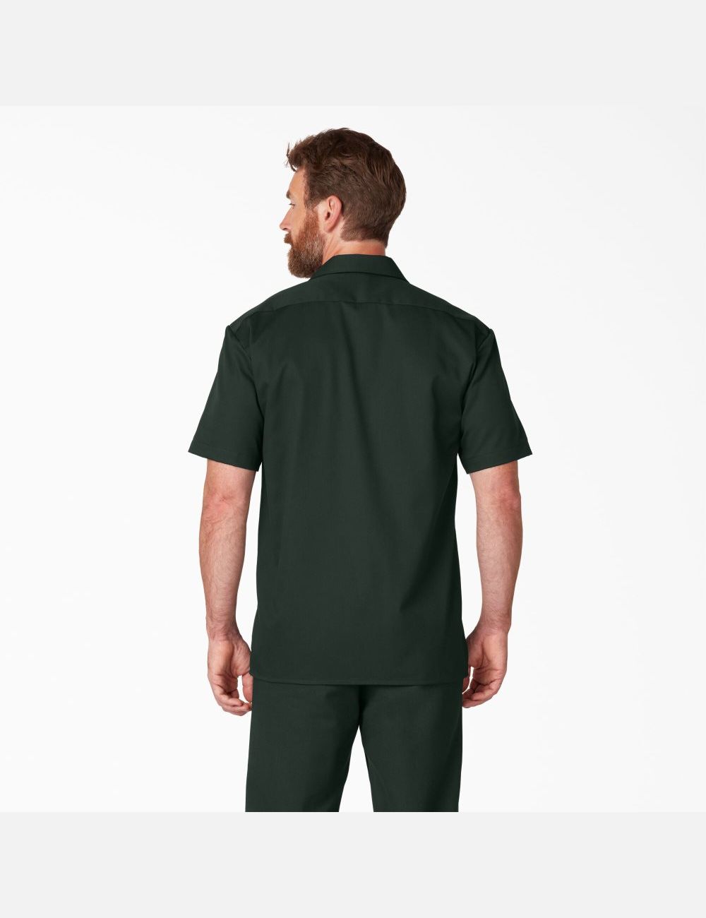 Chemises De Travail Dickies Corta Sleeve Vert | 784ZCVPGK