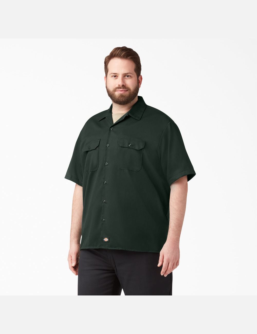 Chemises De Travail Dickies Corta Sleeve Vert | 784ZCVPGK