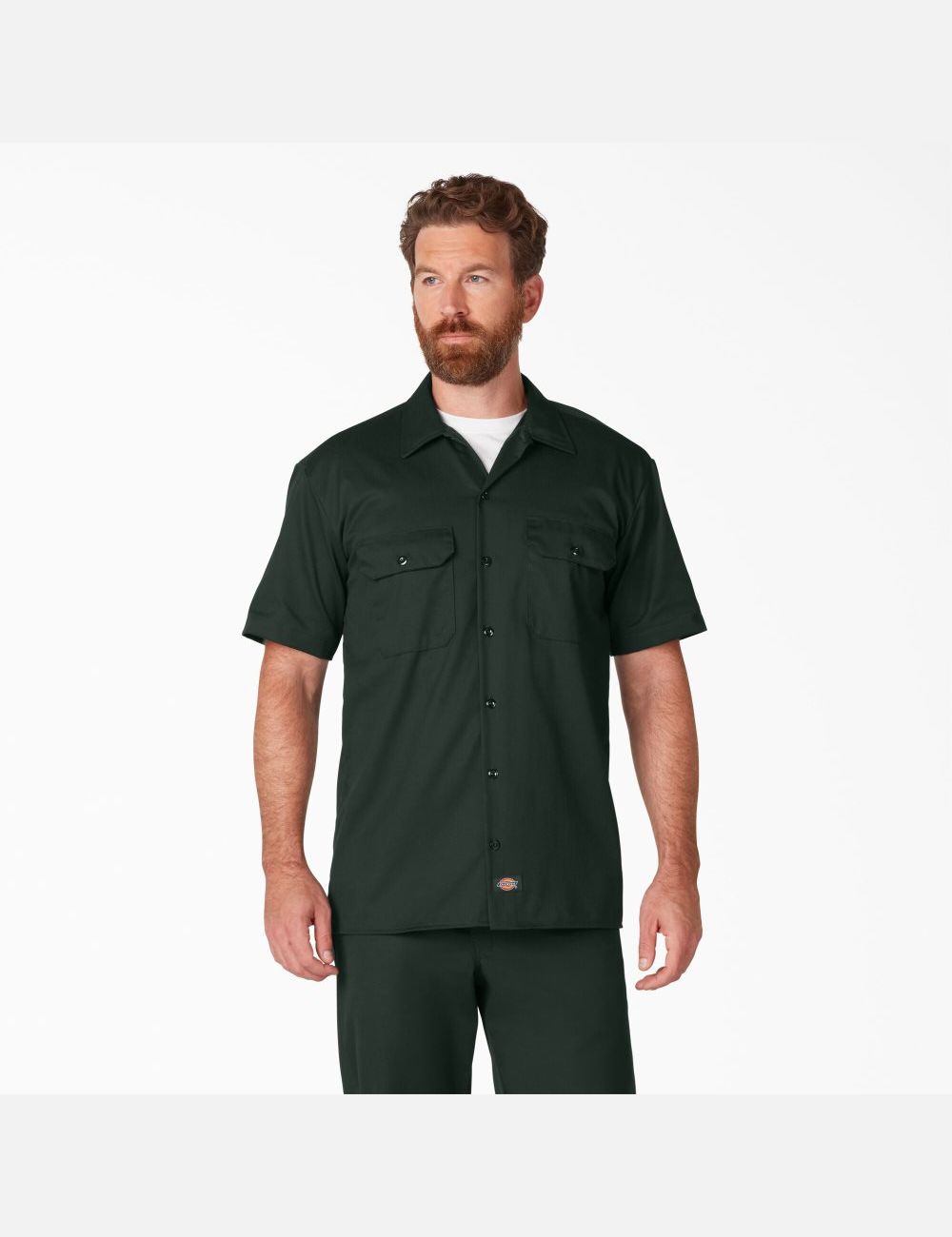 Chemises De Travail Dickies Corta Sleeve Vert | 784ZCVPGK