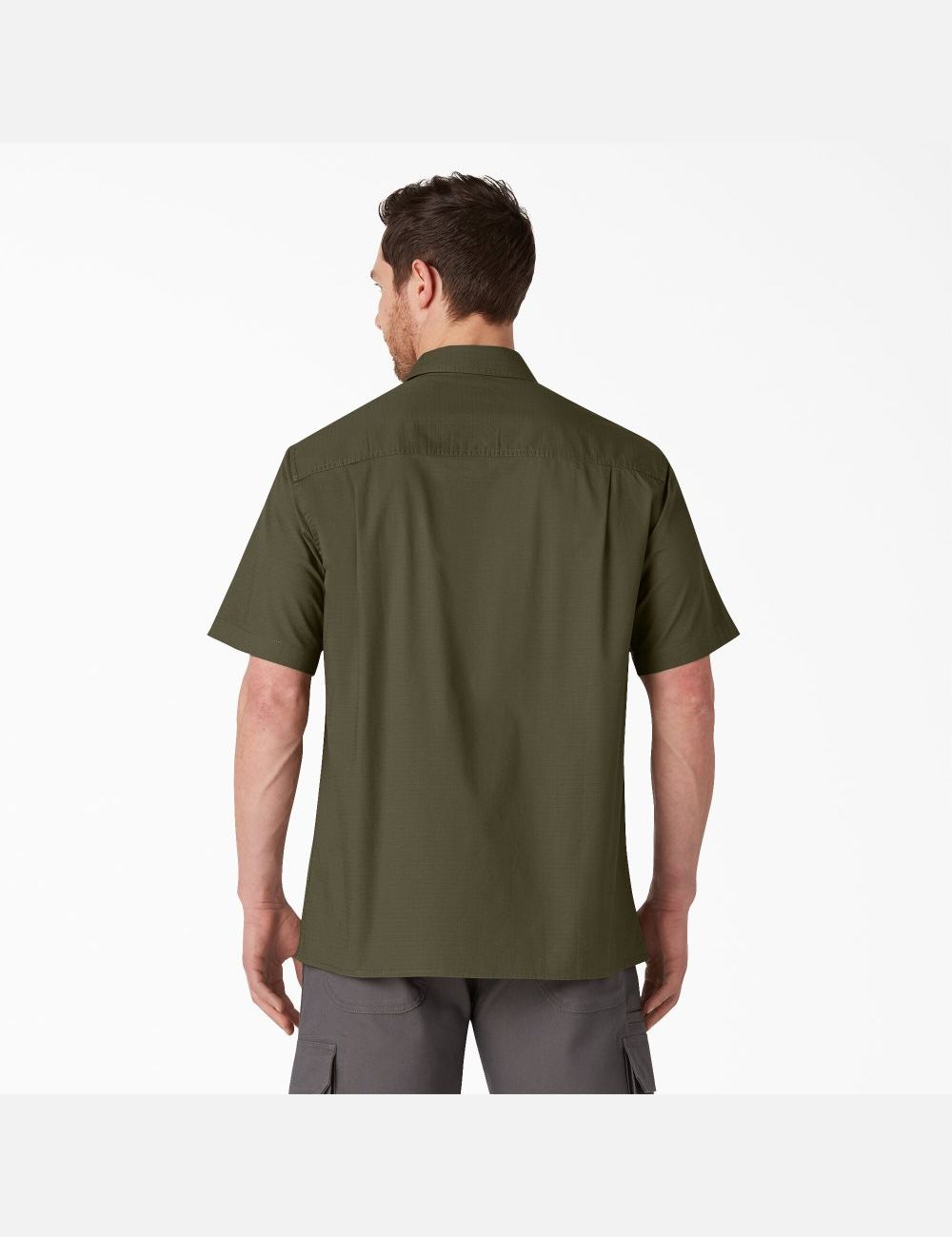 Chemises De Travail Dickies Corta Sleeve Ripstop Vert | 805VFKEQI