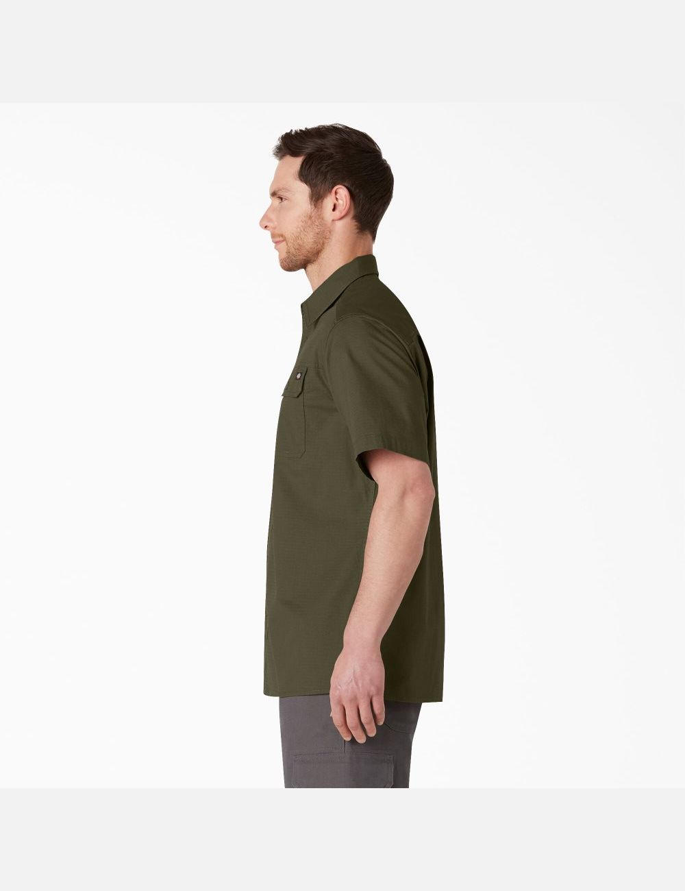 Chemises De Travail Dickies Corta Sleeve Ripstop Vert | 805VFKEQI