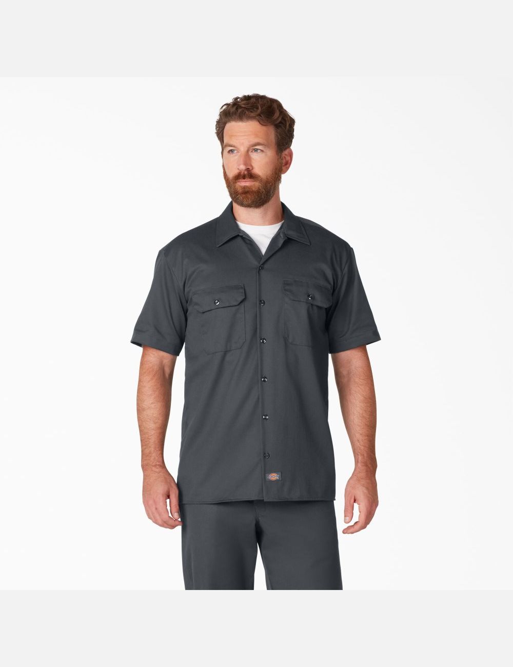 Chemises De Travail Dickies Corta Sleeve Grise | 968KRVGMY