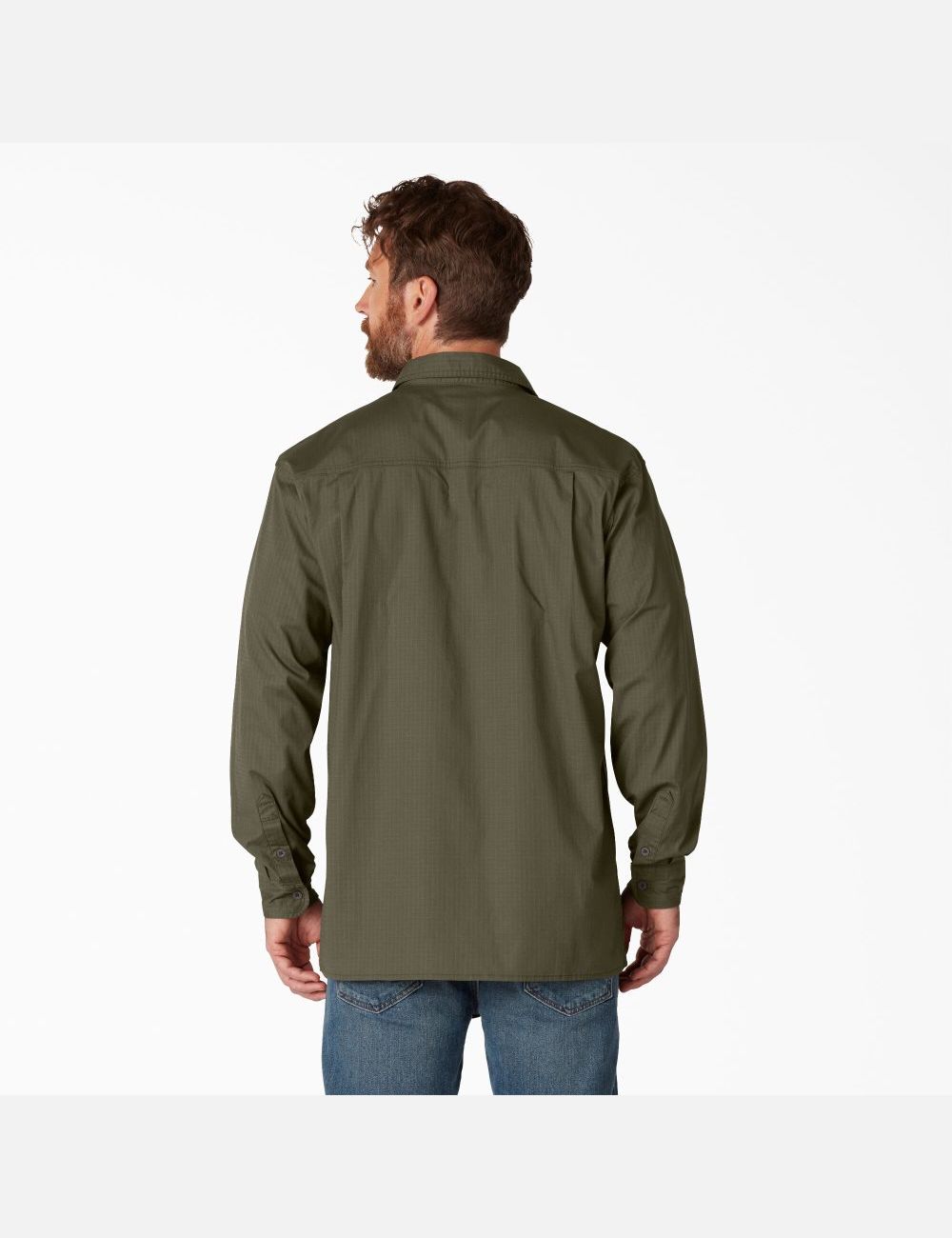 Chemises De Travail Dickies FLEX Ripstop Long Sleeve Vert | 649LPQKXV