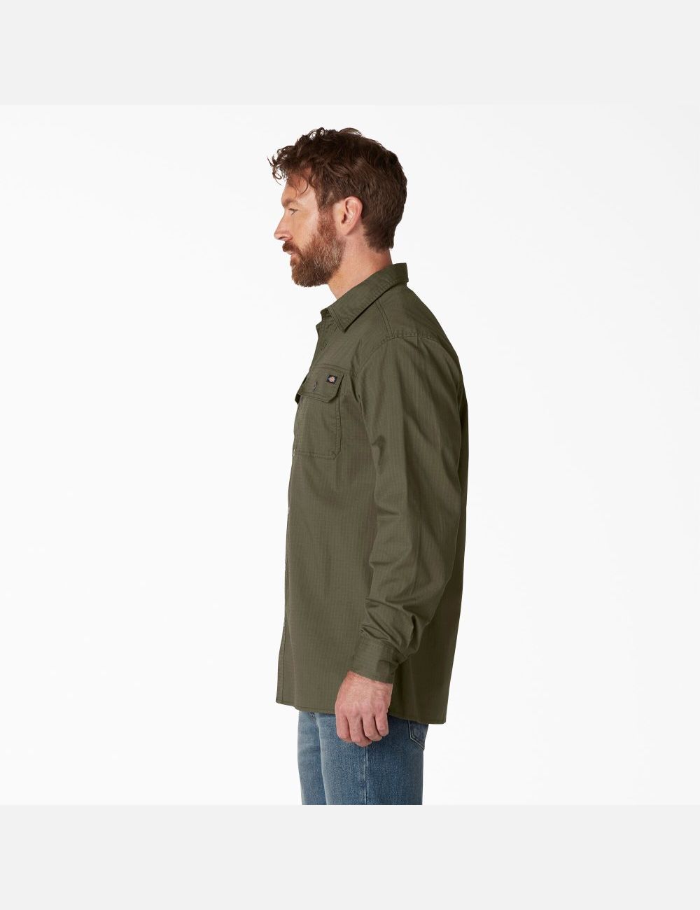 Chemises De Travail Dickies FLEX Ripstop Long Sleeve Vert | 649LPQKXV