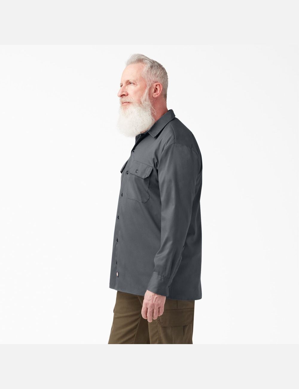 Chemises De Travail Dickies Relaxed Fit Long Sleeve Grise | 031HAERPI