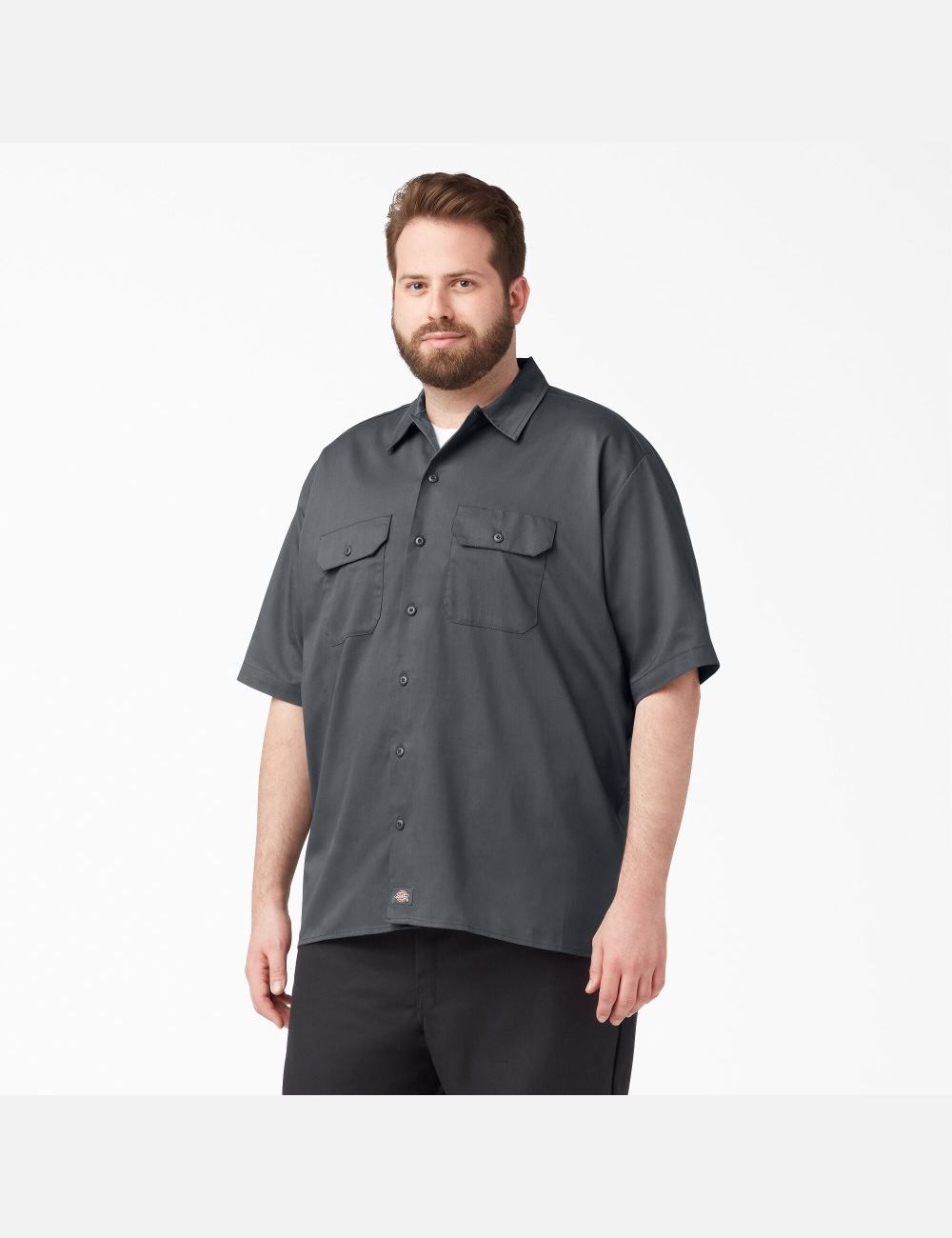 Chemises De Travail Dickies Relaxed Fit Corta Sleeve Grise | 194QEIDTW