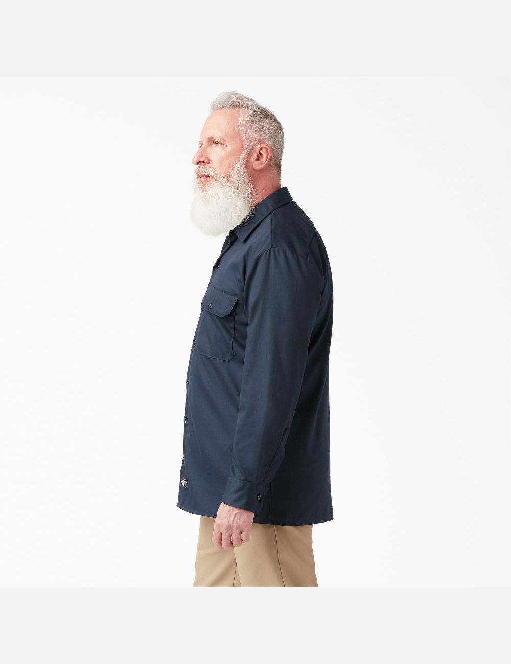 Chemises De Travail Dickies Relaxed Fit Long Sleeve Bleu Marine | 615TCUZSL