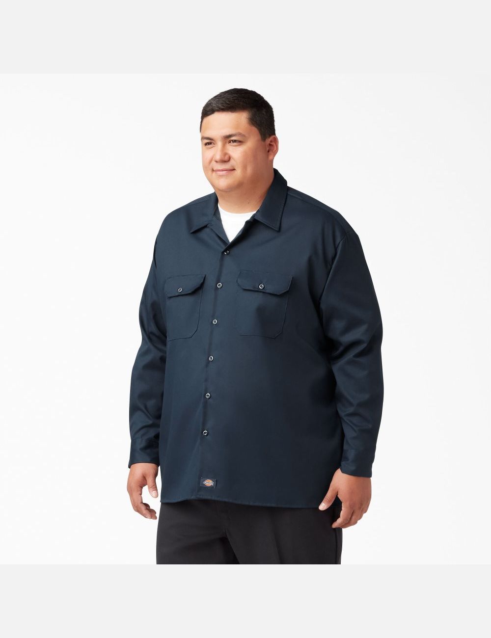 Chemises De Travail Dickies Relaxed Fit Long Sleeve Bleu Marine | 615TCUZSL