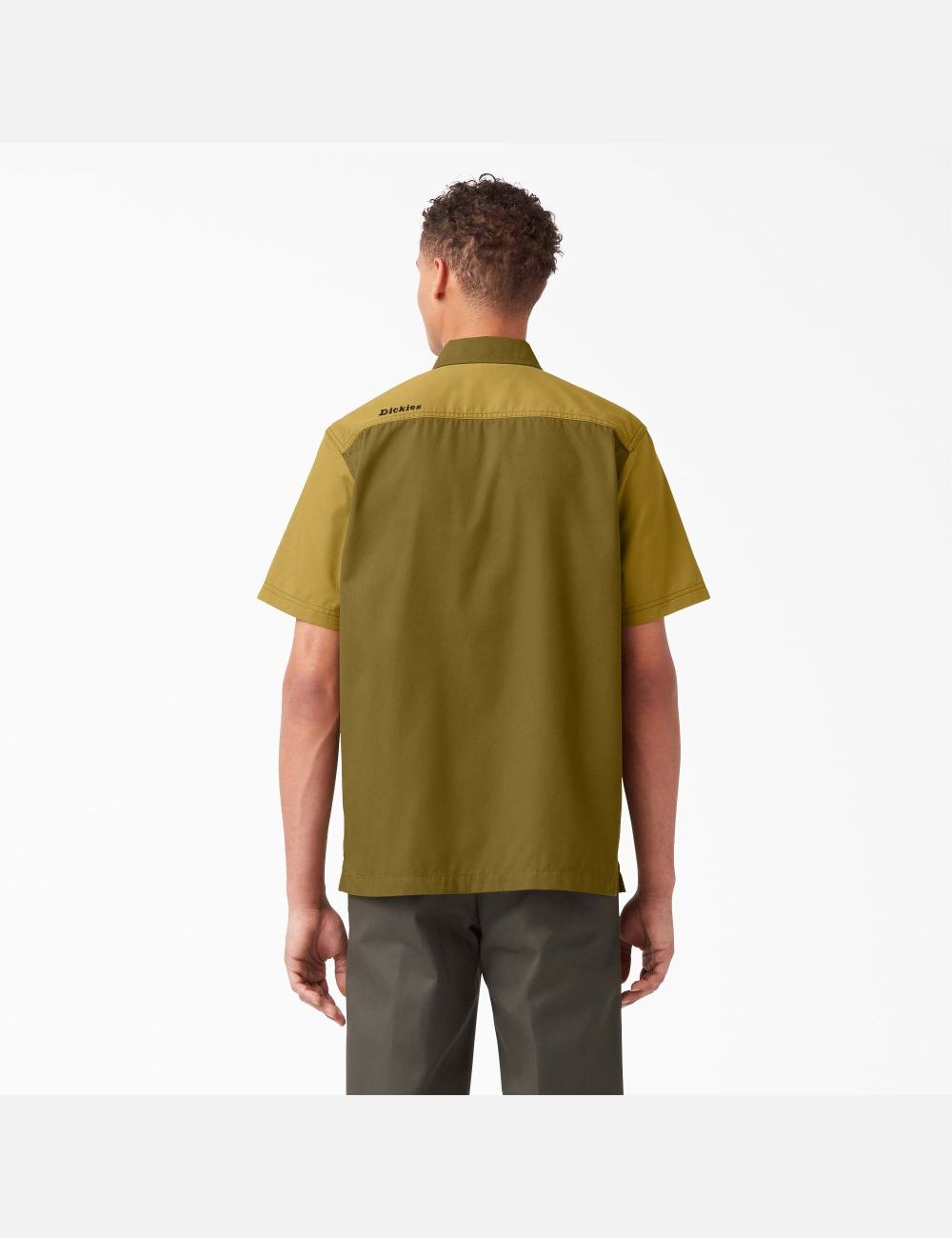 Chemises De Travail Dickies Twill Button Up Corta Sleeve Vert | 853KXFZNP