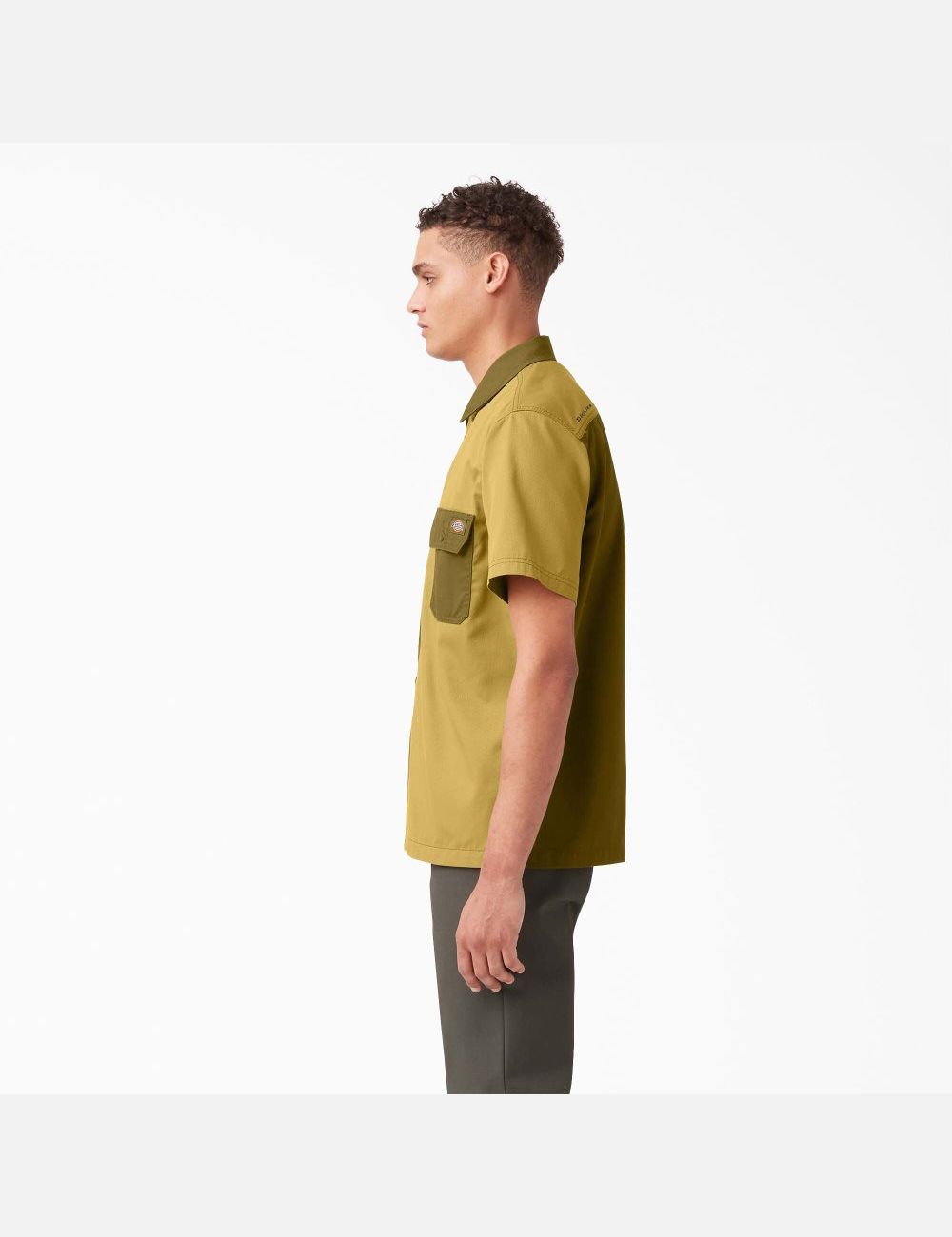 Chemises De Travail Dickies Twill Button Up Corta Sleeve Vert | 853KXFZNP