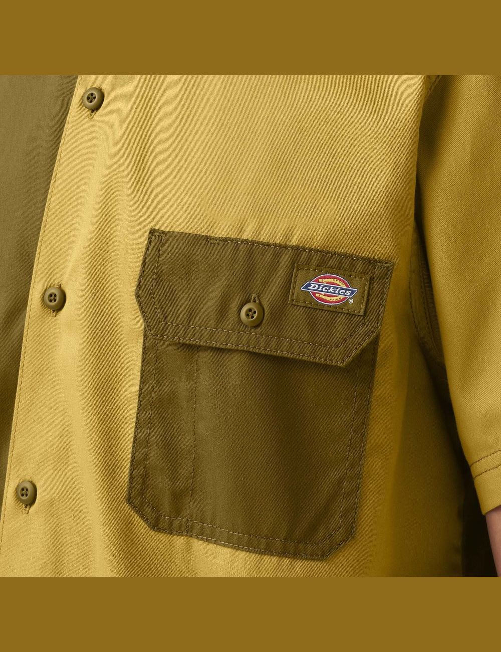 Chemises De Travail Dickies Twill Button Up Corta Sleeve Vert | 853KXFZNP