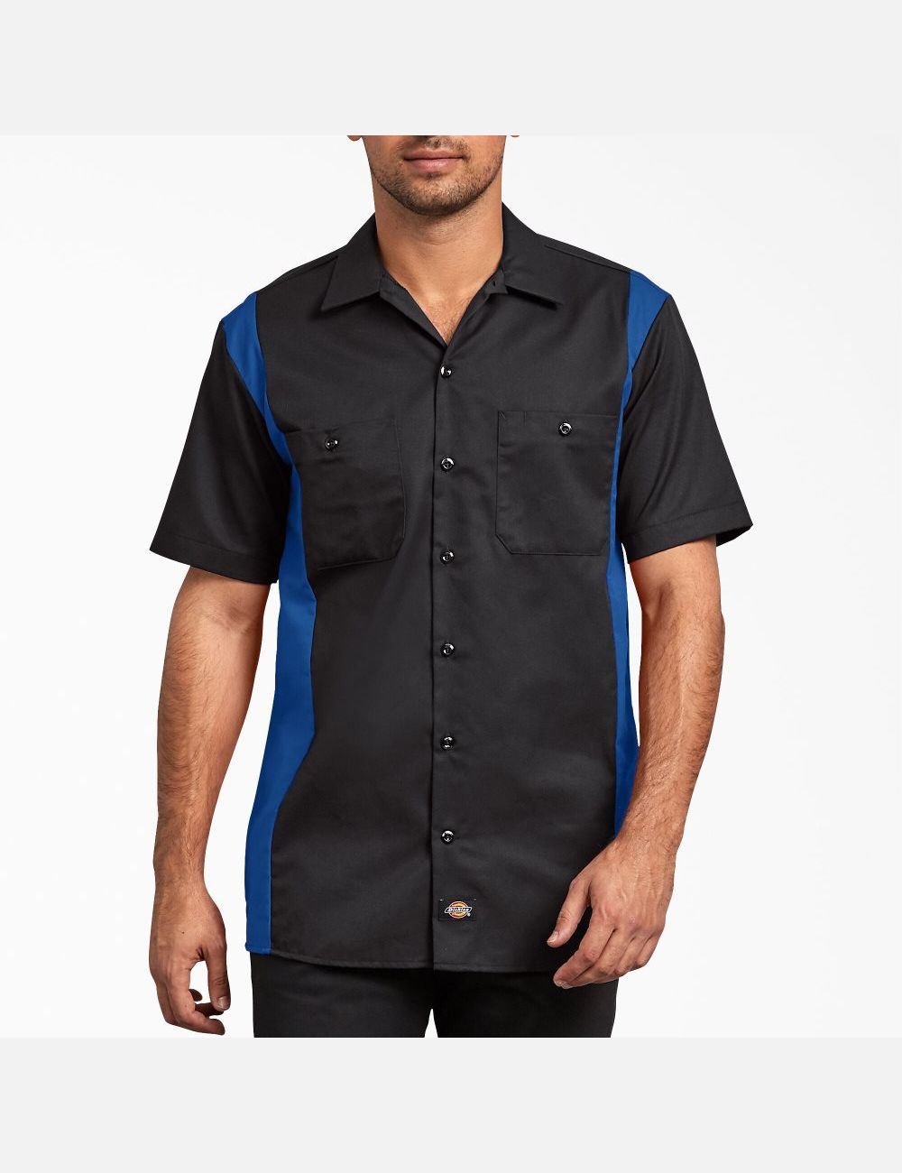 Chemises De Travail Dickies Two-Tone Corta Sleeve Noir Bleu | 259EURKOJ