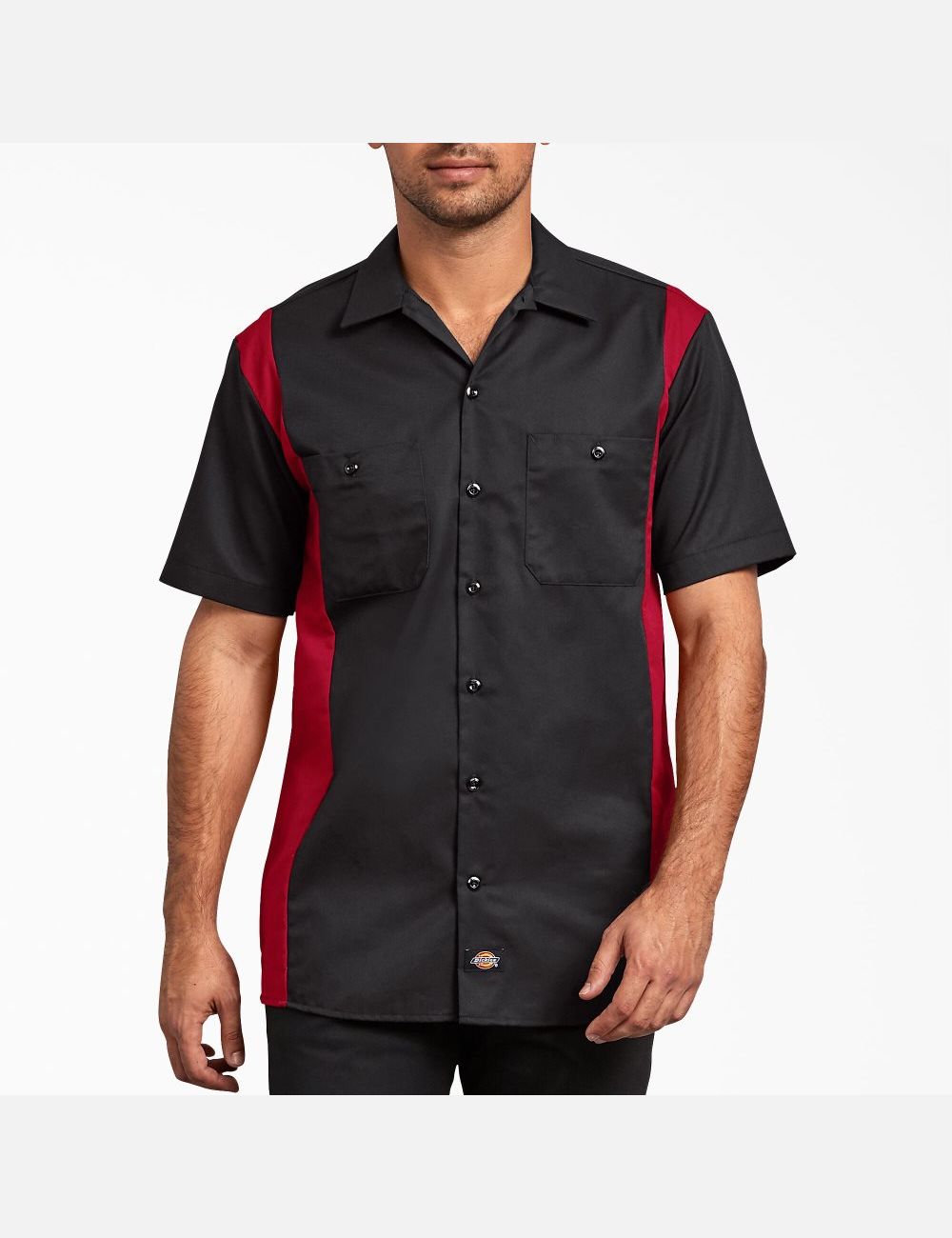 Chemises De Travail Dickies Two-Tone Corta Sleeve Noir Rouge | 491AFJTGU