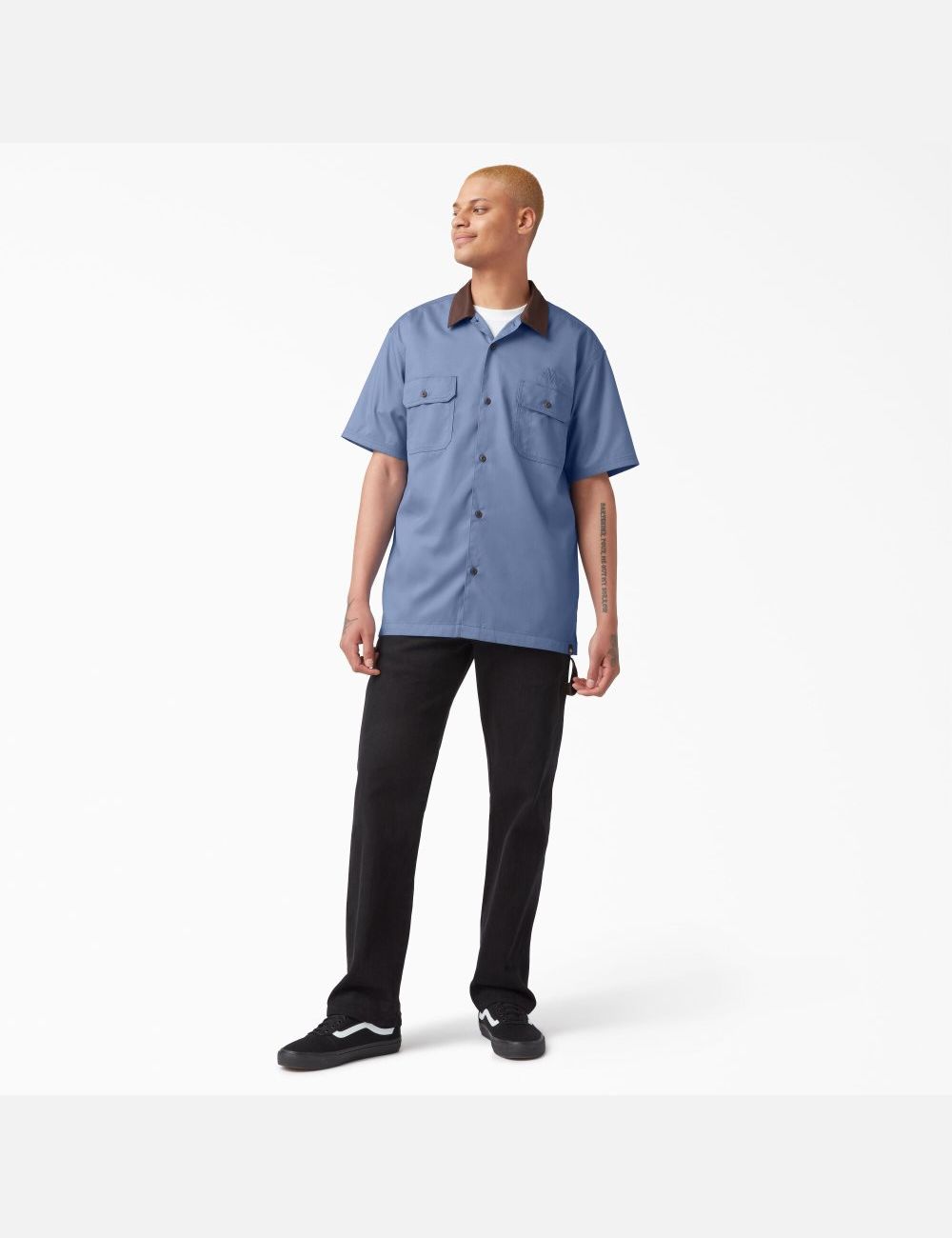 Chemises De Travail Dickies Vincent Alvarez Block Collar Bleu | 013NVHLKW