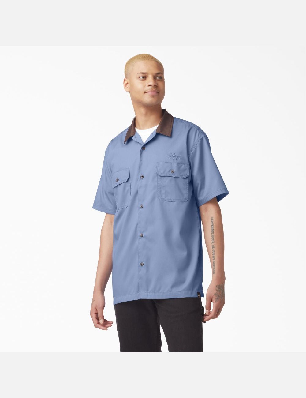 Chemises De Travail Dickies Vincent Alvarez Block Collar Bleu | 013NVHLKW