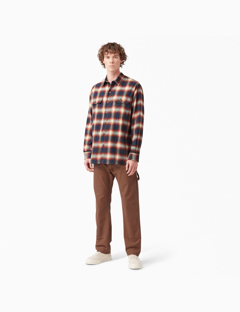 Chemises Dickies 1922 Flannel Rouge Bleu Marine | 076VCLFKI