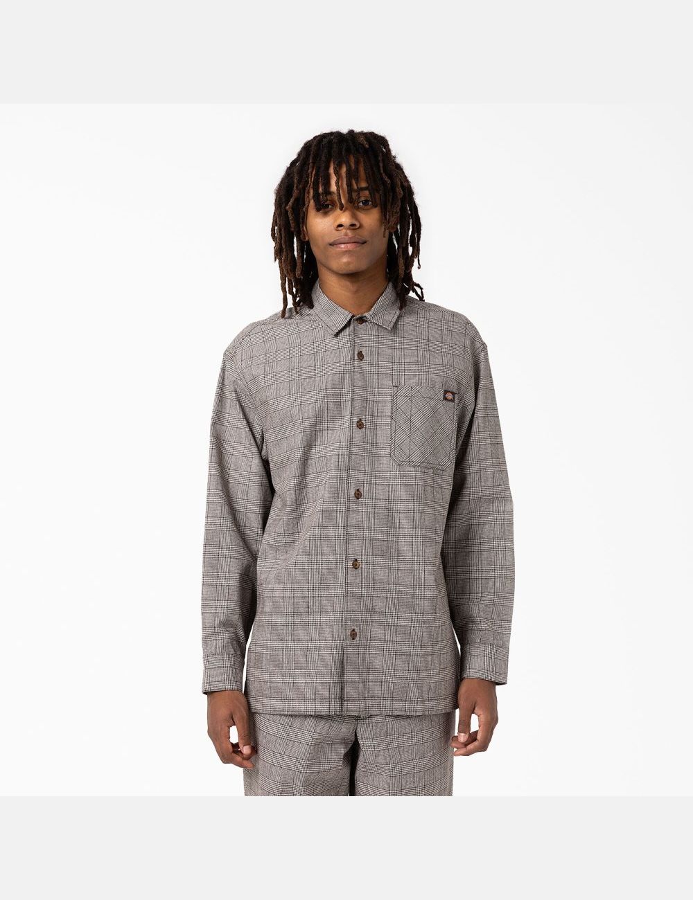 Chemises Dickies Bakerhill Long Sleeve Marron | 691ZSBMIX