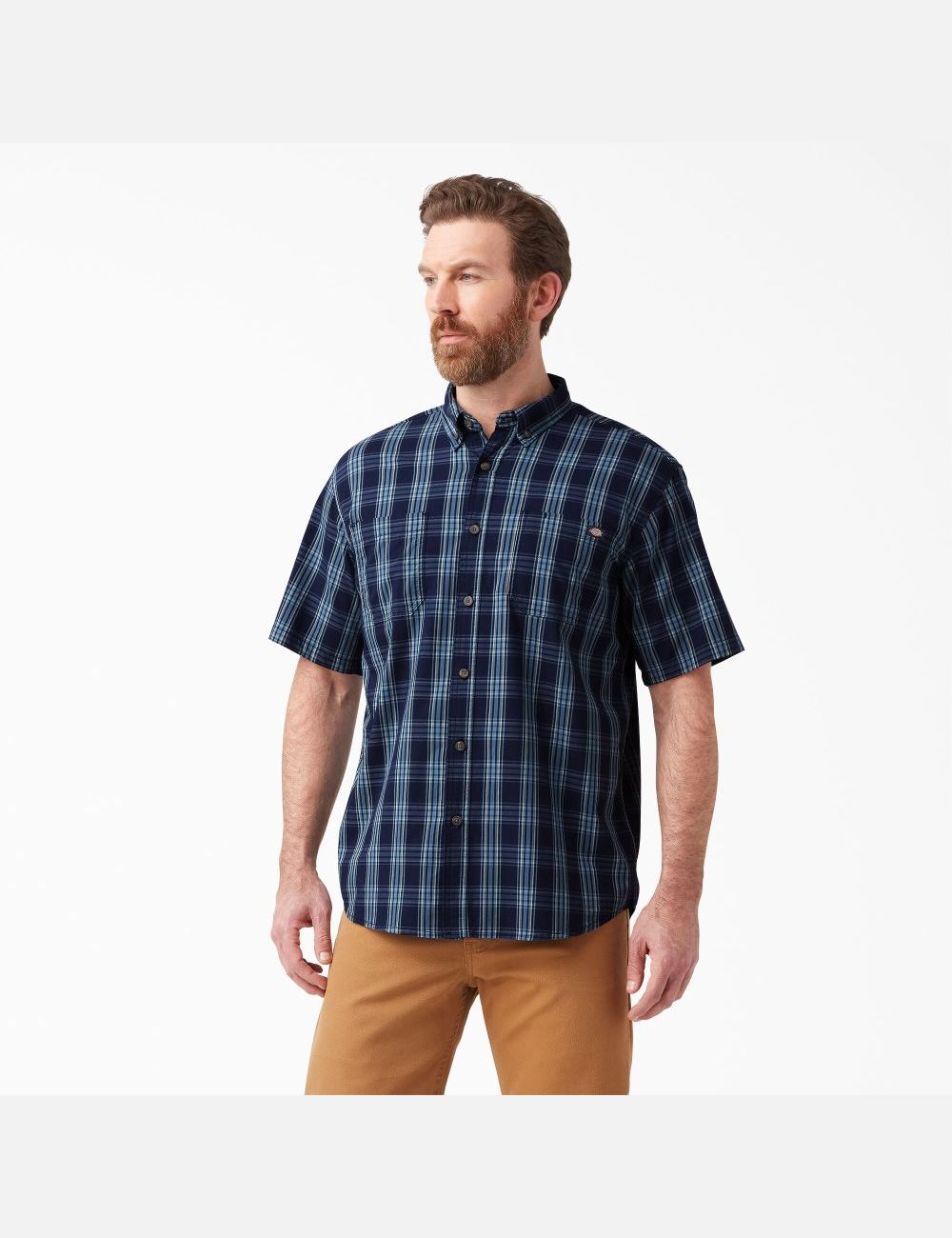 Chemises Dickies Corta Sleeve Woven Bleu Marine Bleu | 741HTSEXD