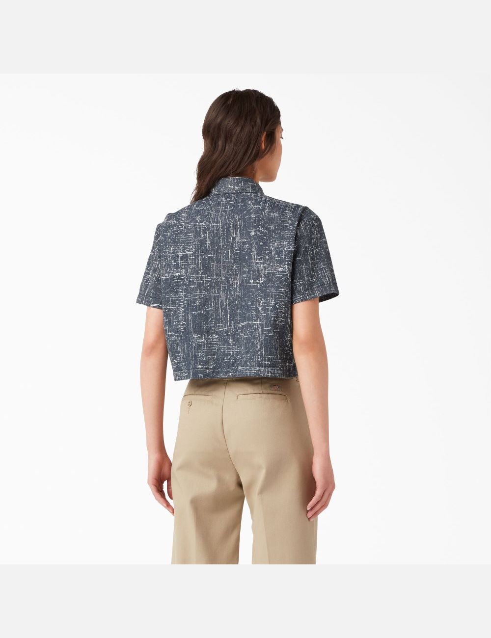 Chemises Dickies Cropped Corta Sleeve Travail Bleu Marine | 716CFQHGZ