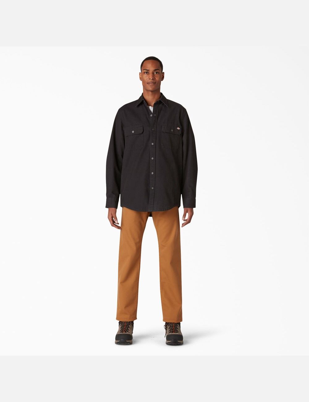 Chemises Dickies Duck Flannel-Doublée Noir | 135TOBJAY