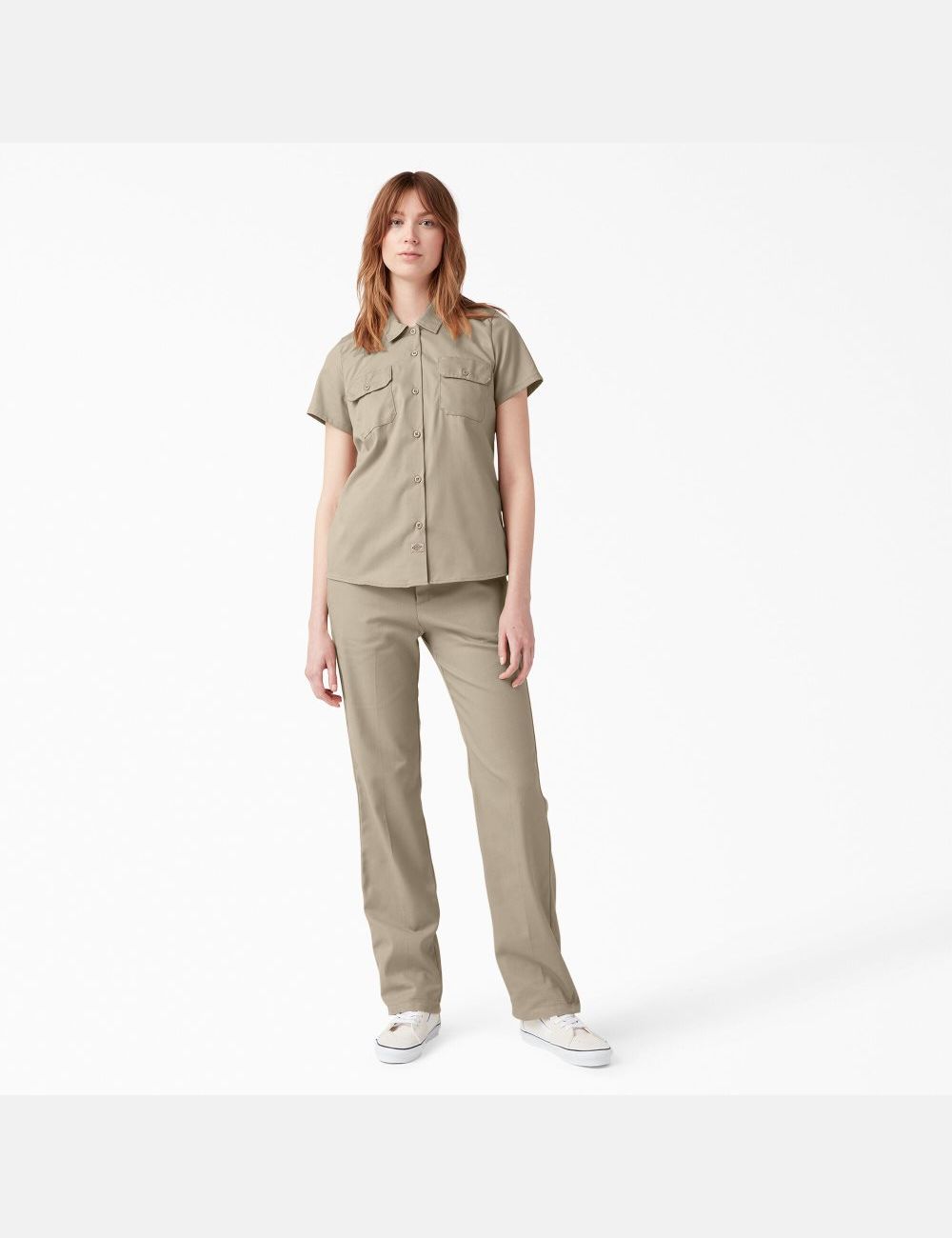 Chemises Dickies FLEX Corta Sleeve Travail Marron | 627TEKOYW