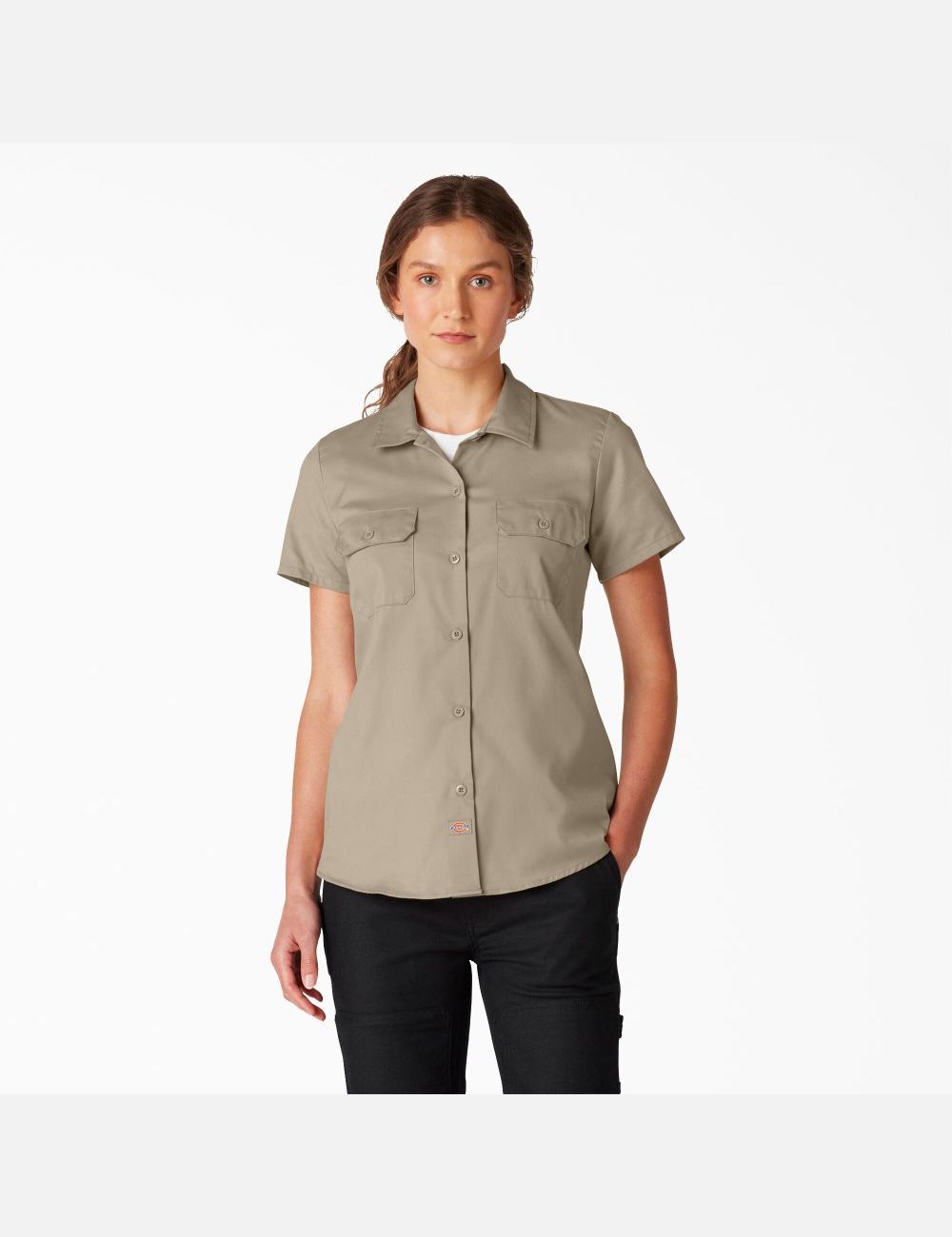 Chemises Dickies FLEX Corta Sleeve Travail Marron | 627TEKOYW