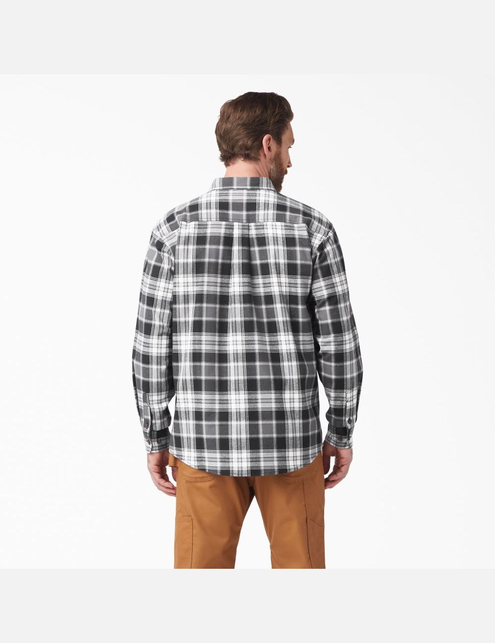 Chemises Dickies FLEX Long Sleeve Flannel Grise Noir | 435VTDJNC