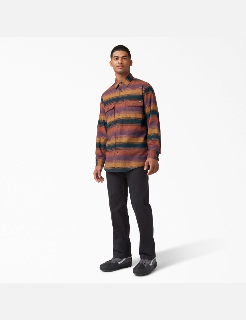 Chemises Dickies FLEX Regular Fit Flannel Bordeaux Stripes | 063AJEOFY