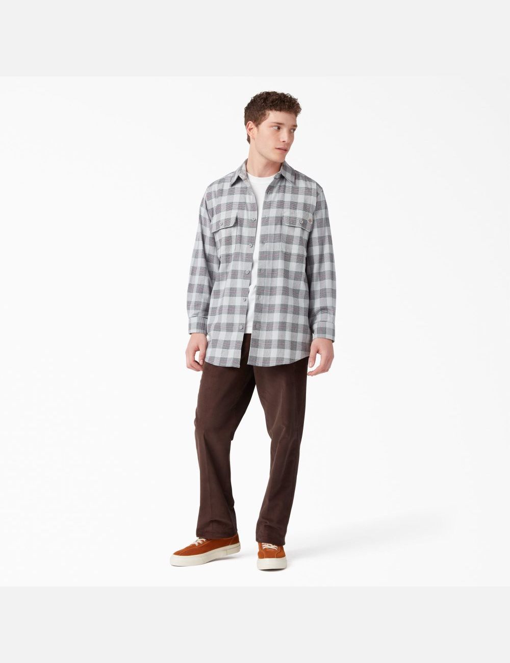 Chemises Dickies FLEX Regular Fit Flannel Grise | 345SZOKIY