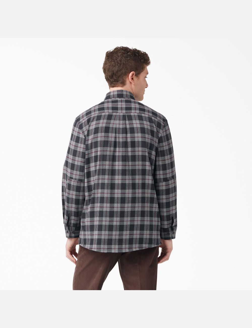 Chemises Dickies FLEX Regular Fit Flannel Bordeaux Noir | 580HKJMPV